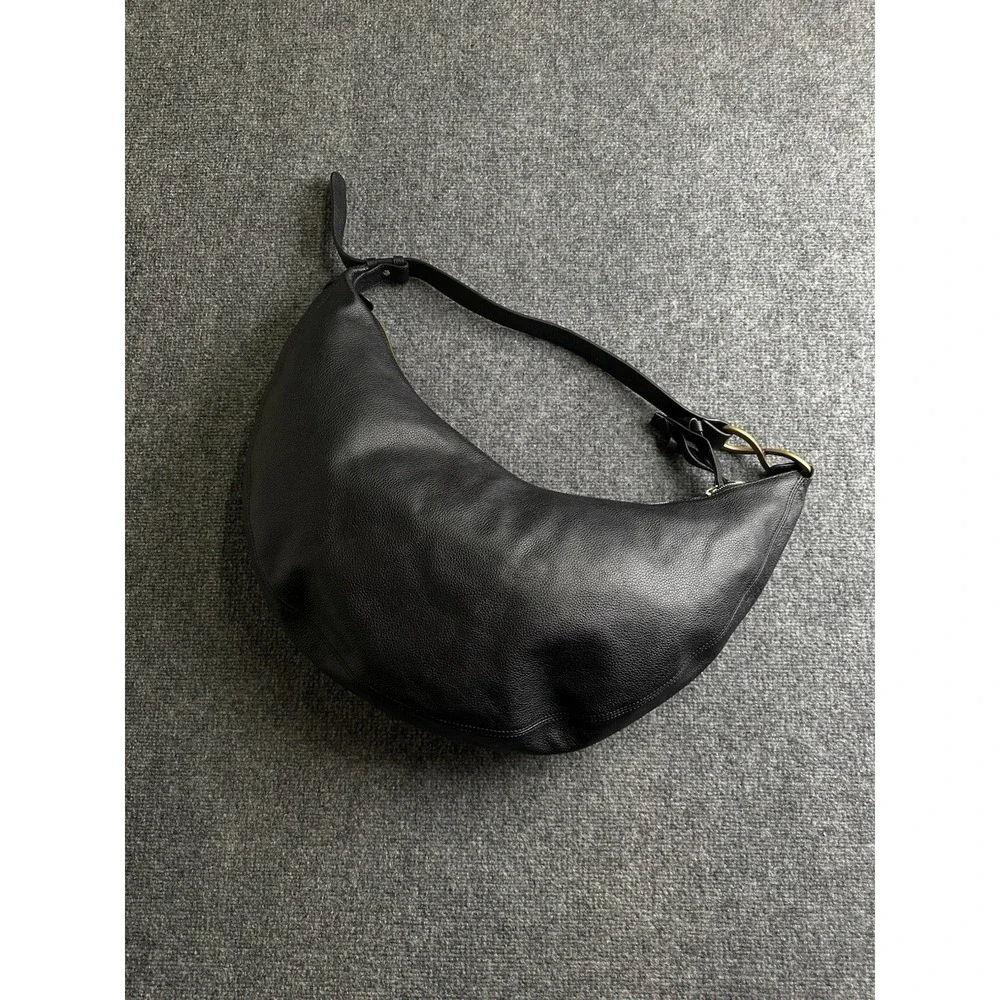 M.Gemi Eleonora Crescent Leather Hobo Bag Made in Italy, Size One Size